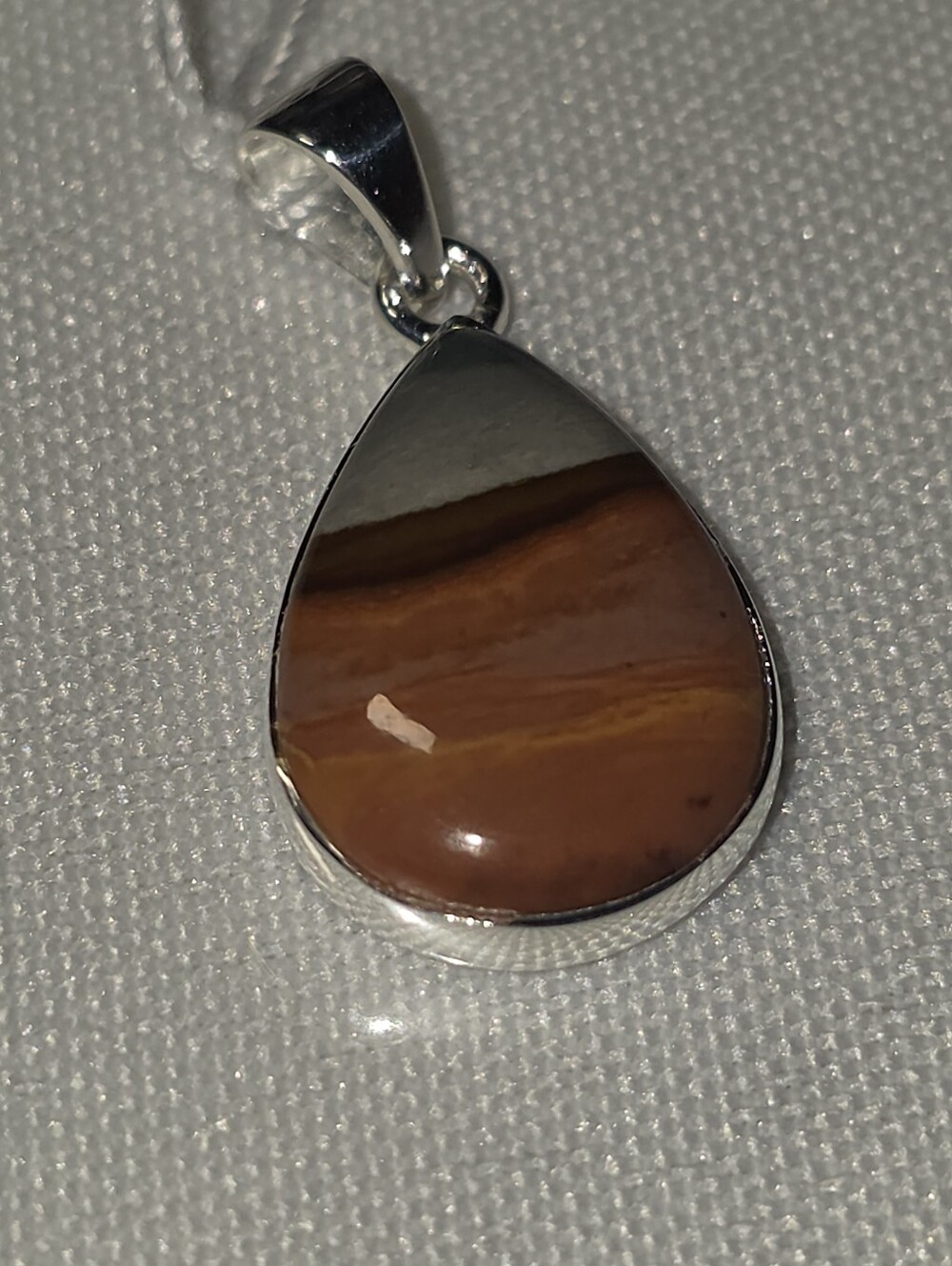 Teardrop Poly Chrome Jasper Pendant in Sterling Silver 925